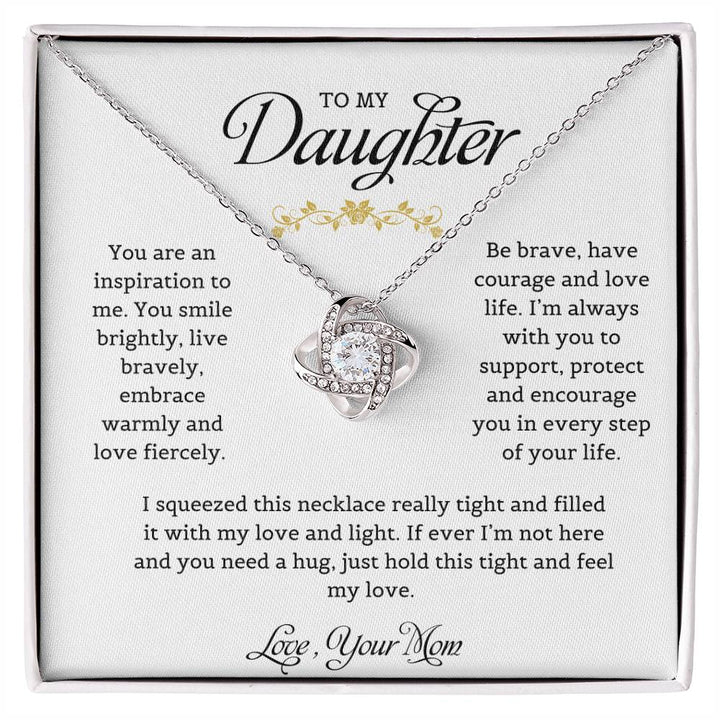 To My Lovely Daughter Feel My Love From Mom Love Knot Necklace 